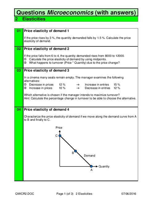 Demand can be classified as elastic, inelastic or unitary. . Price elasticity of demand questions and answers pdf